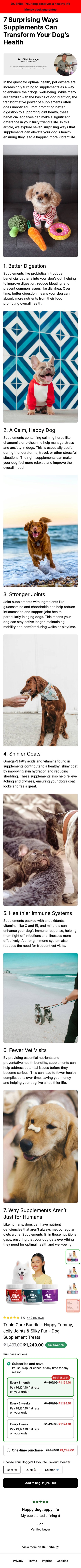Pet supplements Checkout Store